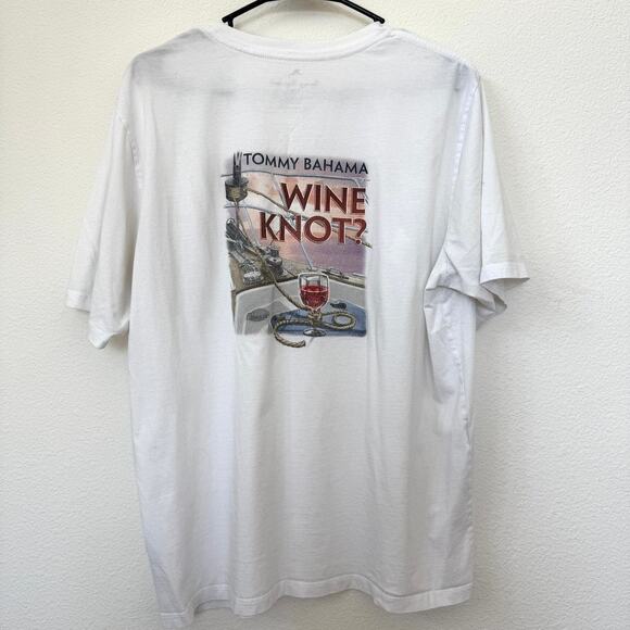Tommy Bahama Wine Knot Tee White Cotton Graphic T-Shirt Size L Marlin Logo - Picture 4 of 5